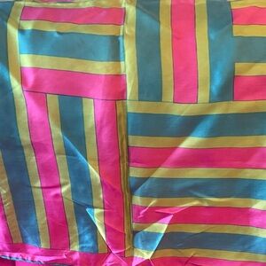 Vintage Burmel 100% silk scarf in vibrant pink green and blue
